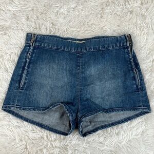 French Connection Blue Zipper Sides Denim Shorts